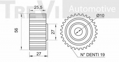 TREVI AUTOMOTIVE td1186 -  Паразитный / Ведущий ролик, зубчатый ремень